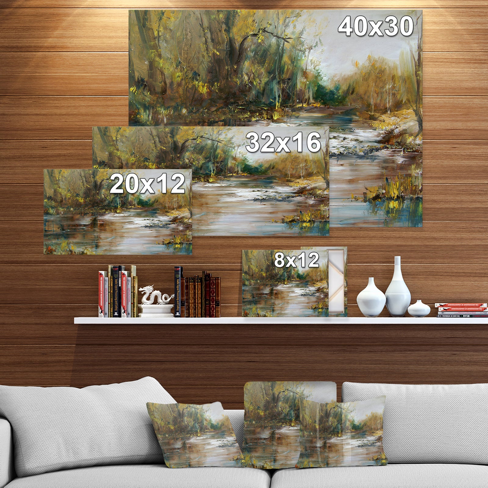 Reflection on the water - Landscapes Painting Print on Wrapped Canvas