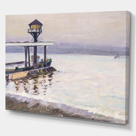 Big Lamp in White Landscape - Landscapes Painting Print on Wrapped Canvas