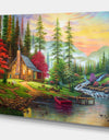 House in the forest - Landscapes Painting Print on Wrapped Canvas