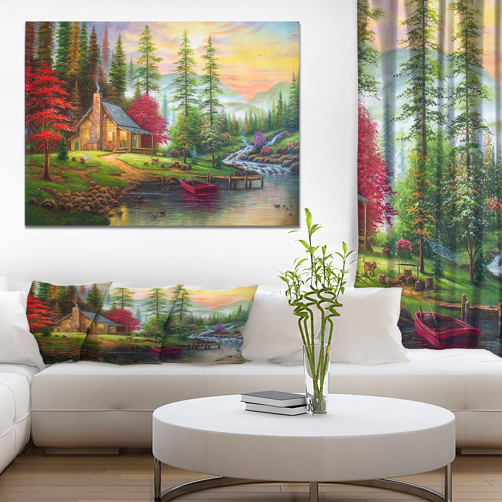 House in the forest - Landscapes Painting Print on Wrapped Canvas