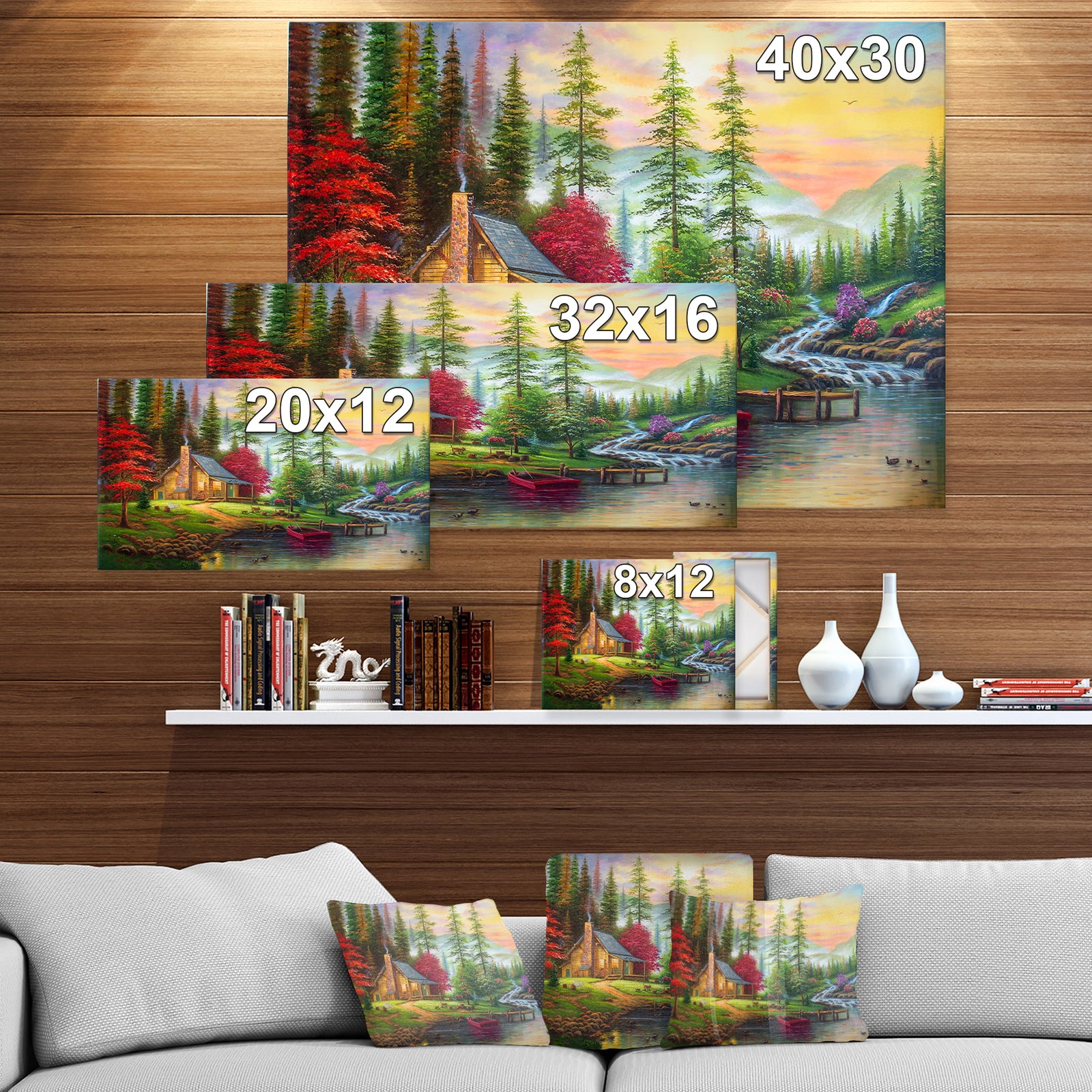 House in the forest - Landscapes Painting Print on Wrapped Canvas