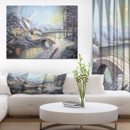 Christmas Moonlight - Landscapes Painting Print on Wrapped Canvas