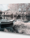 Infrared river landscape seeing boats, trees and plants - Landscapes Photography on wrapped canvas