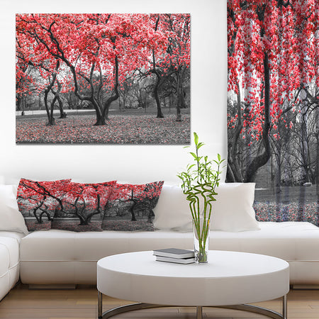 Red flower Trees Blossom - Floral Landscapes Photographic on wrapped Canvas