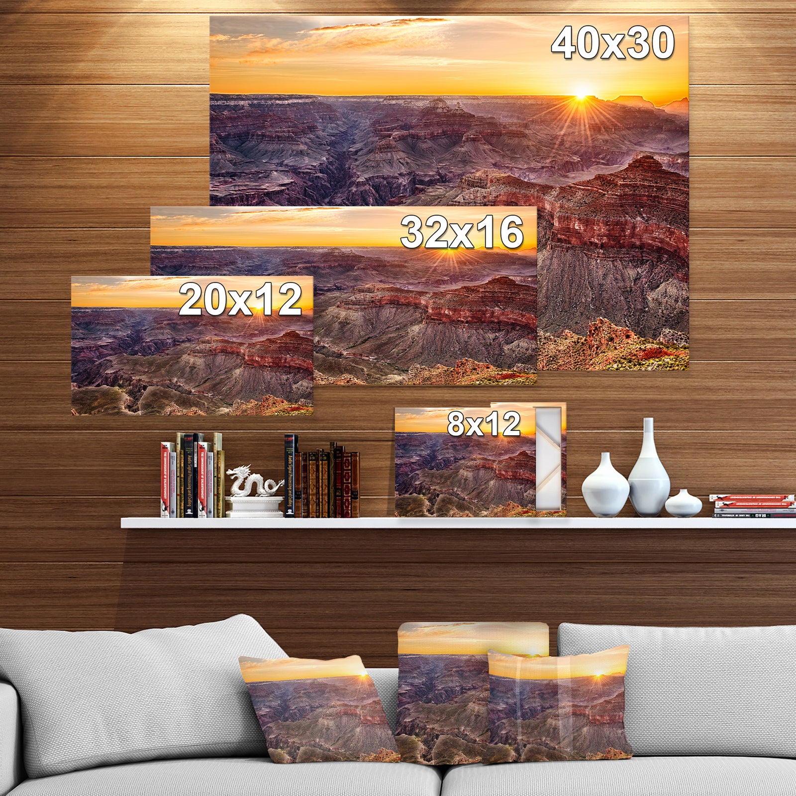 Grand Canyon at dusk - Landscapes Photography on wrapped canvas