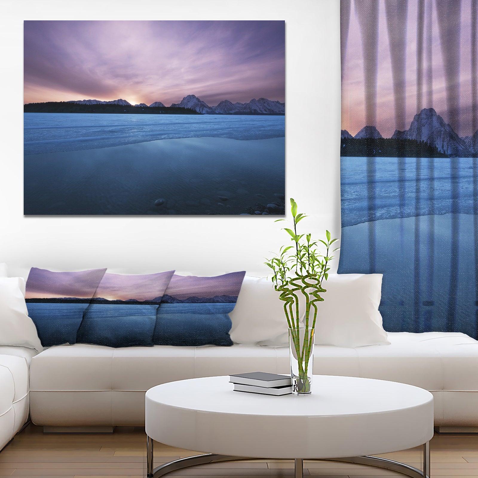 Winter lake - Lake Landscapes Photographic on wrapped Canvas