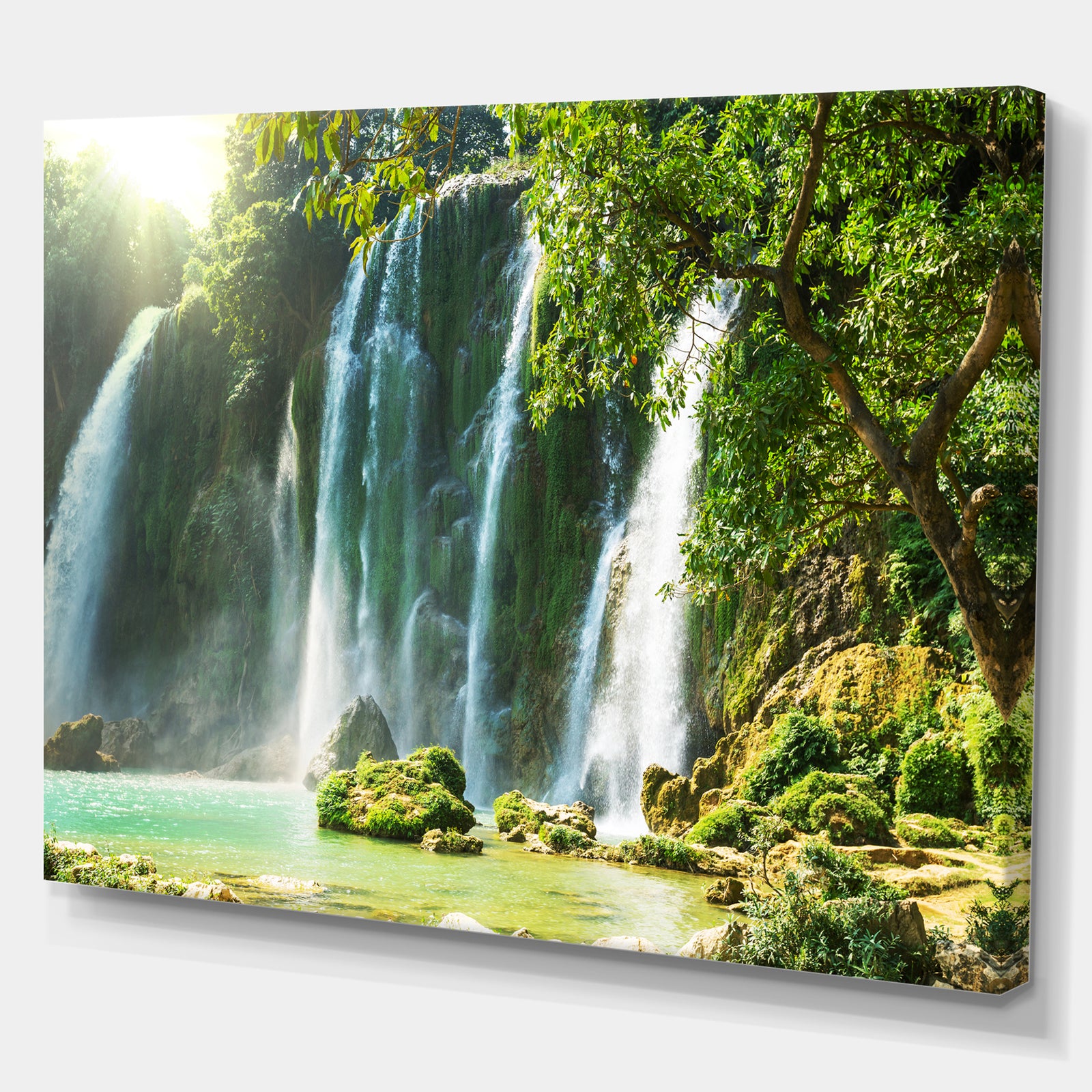Spring Waterfall in Vietnam - Lake Landscapes Photographic on wrapped Canvas