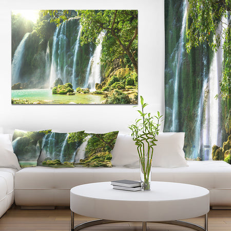 Spring Waterfall in Vietnam - Lake Landscapes Photographic on wrapped Canvas
