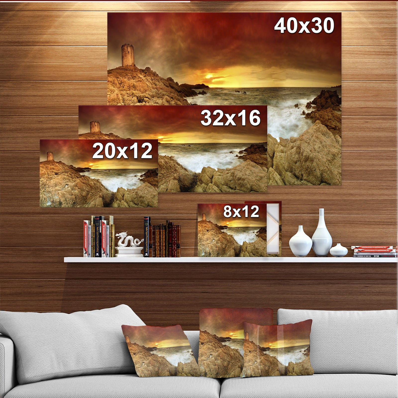 Sunset over the tower - Landscapes Photography on wrapped canvas
