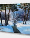 Small River in Winter Forest - Landscapes Painting Print on Wrapped Canvas