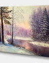 River in Winter Landscape - Landscapes Painting Print on Wrapped Canvas