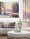 River in Winter Landscape - Landscapes Painting Print on Wrapped Canvas
