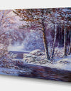 Winter Landscape Forest in River - Landscapes Painting Print on Wrapped Canvas