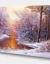 Winter Landscape with River - Landscapes Painting Print on Wrapped Canvas