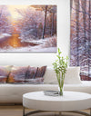 Winter Landscape with River - Landscapes Painting Print on Wrapped Canvas