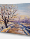 Tree close to the road - Landscapes Painting Print on Wrapped Canvas