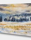 Pine Tree in Winter Season - Landscapes Painting Print on Wrapped Canvas