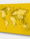 Vintage Yellow Worldmap - Maps Painting Print on Wrapped Canvas