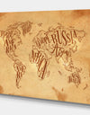 Vintage Worldmap in Chalk Background - Maps Painting Print on Wrapped Canvas