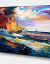 Sailship in Sea waves - Nautical Painting Print on Wrapped Canvas