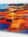 Sunset over ocean - Nautical Painting Print on Wrapped Canvas