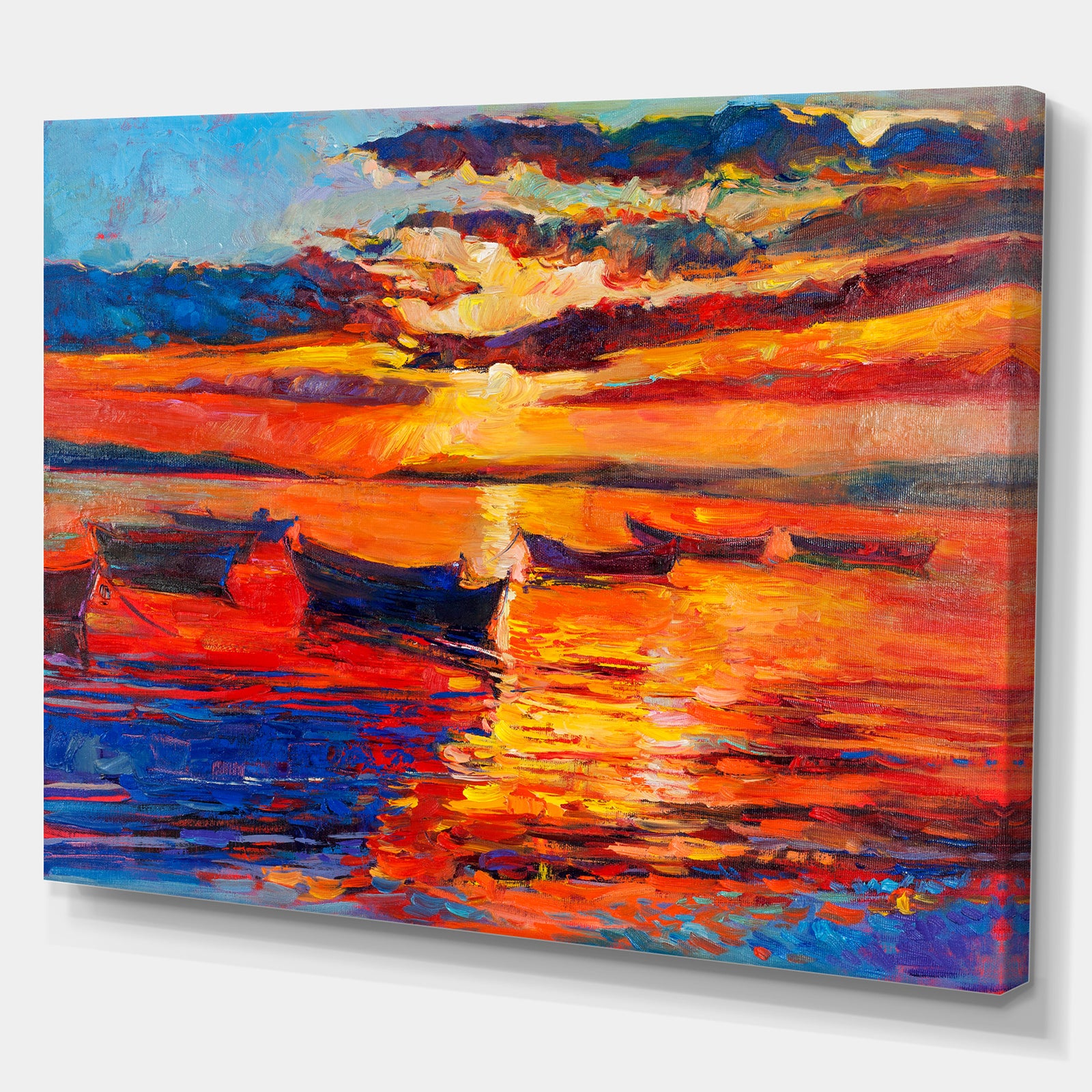 Sunset over ocean - Nautical Painting Print on Wrapped Canvas