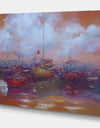 Small Boats moored in The Harbor Oil Painting - Nautical Painting Print on Wrapped Canvas