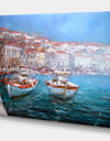 Venice Italy Two Boats on the island harbor - Nautical Painting Print on Wrapped Canvas