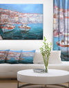 Venice Italy Two Boats on the island harbor - Nautical Painting Print on Wrapped Canvas