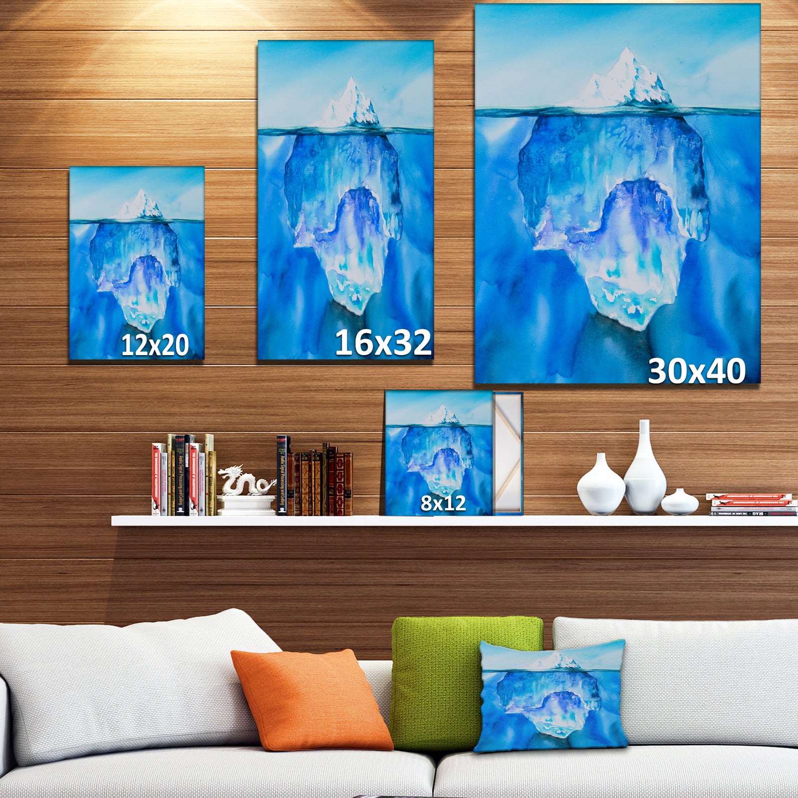 Glacier in the ocean - Sea & Shore Nautical Photographic on wrapped Canvas