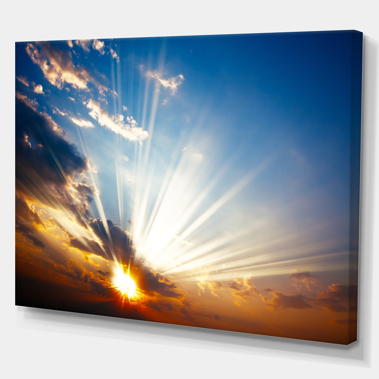 Colorful sunset with Sun Rays - landscape Photography on wrapped canvas