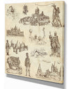 Hungary Illustratin in Old Paper - People Painting Print on Wrapped Canvas