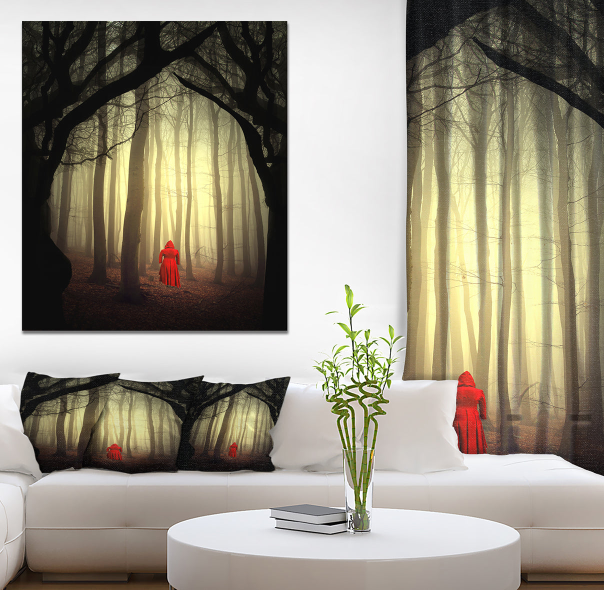 Woman in the enchanted forest - Forest People Photographic on wrapped Canvas