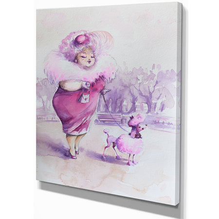 Lady with dog - People Painting Print on Wrapped Canvas