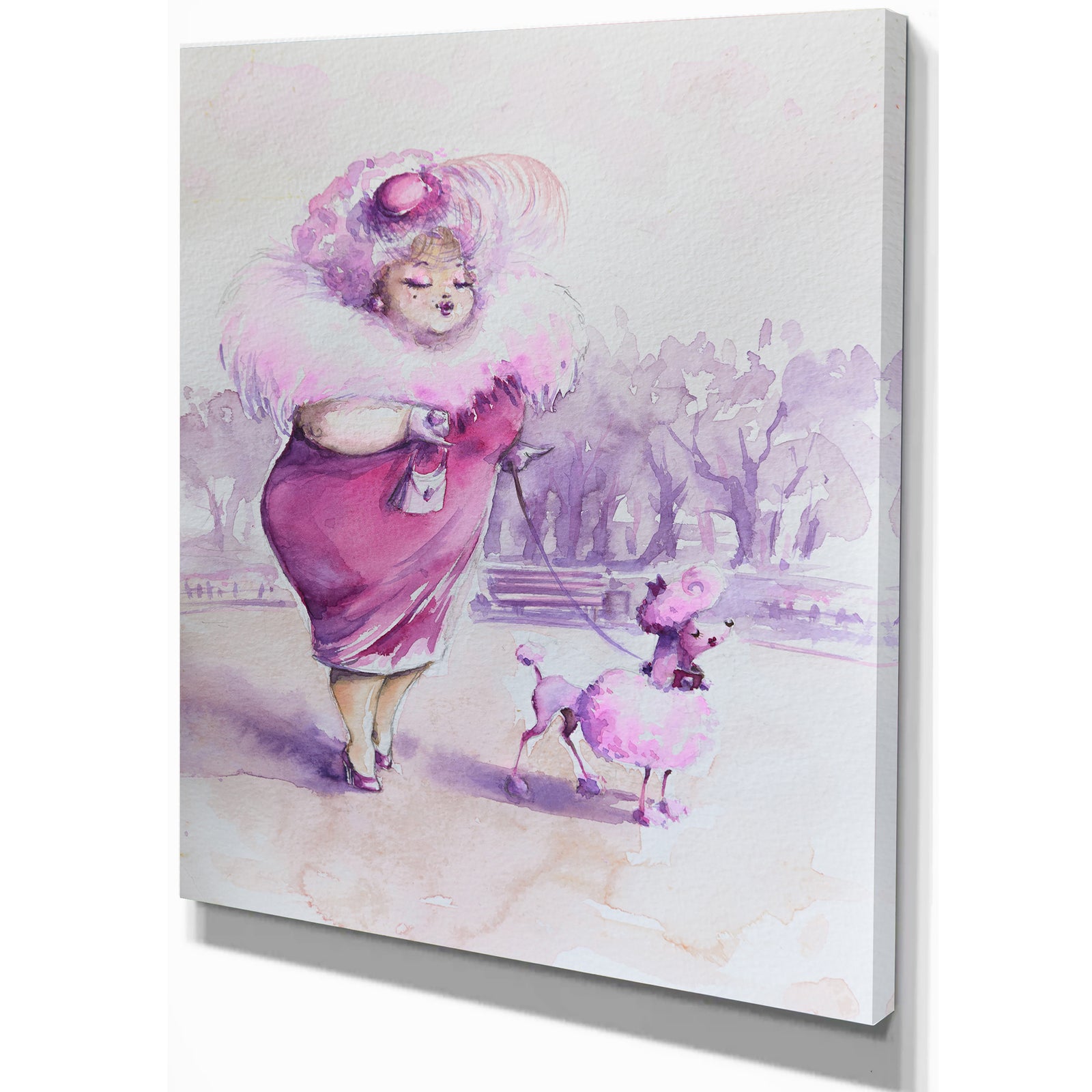 Lady with dog - People Painting Print on Wrapped Canvas