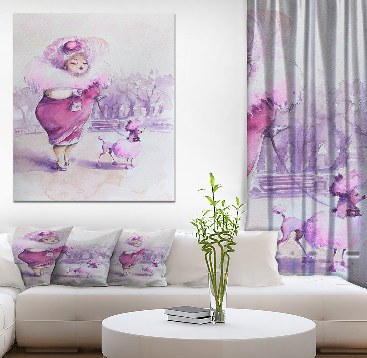 Lady with dog - People Painting Print on Wrapped Canvas