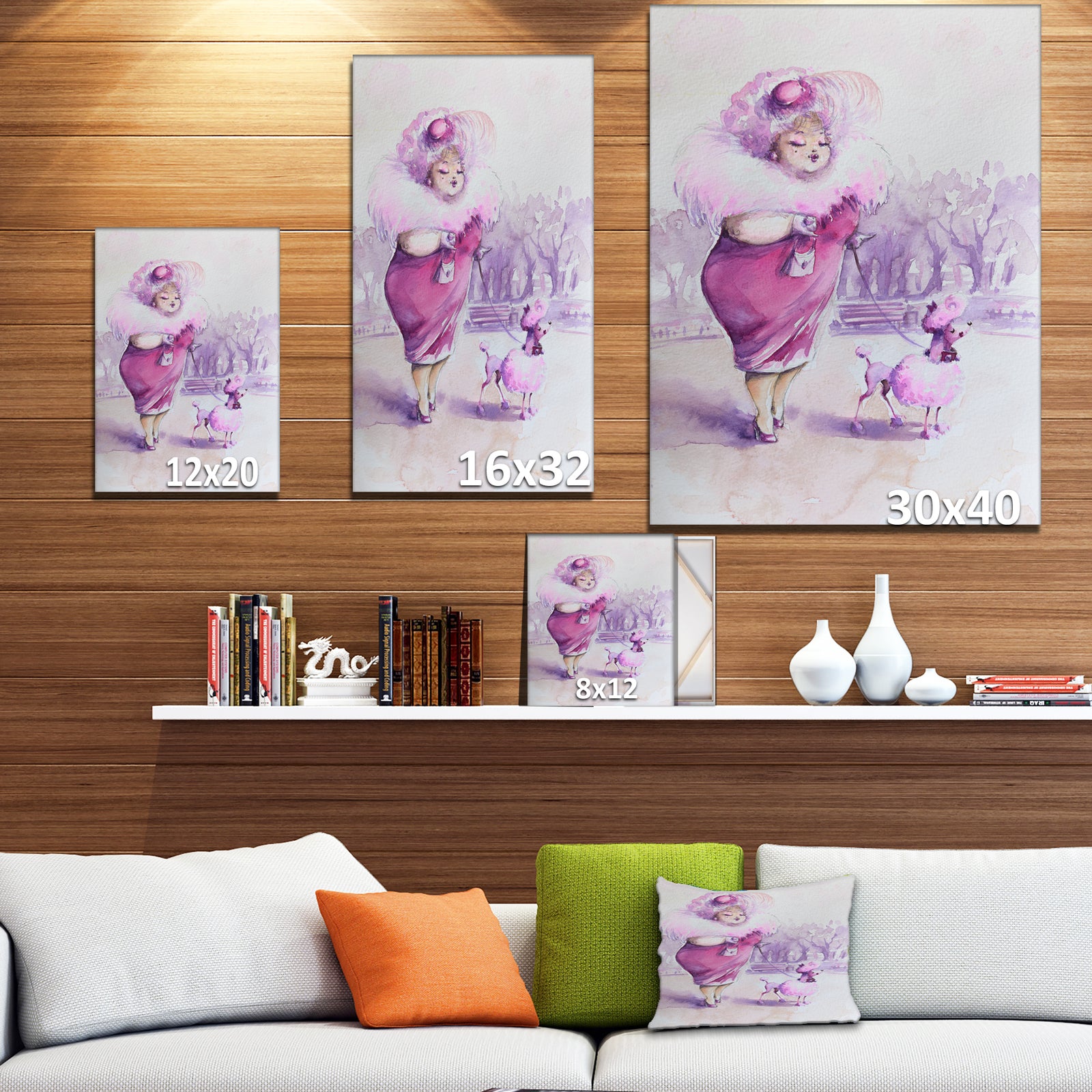 Lady with dog - People Painting Print on Wrapped Canvas