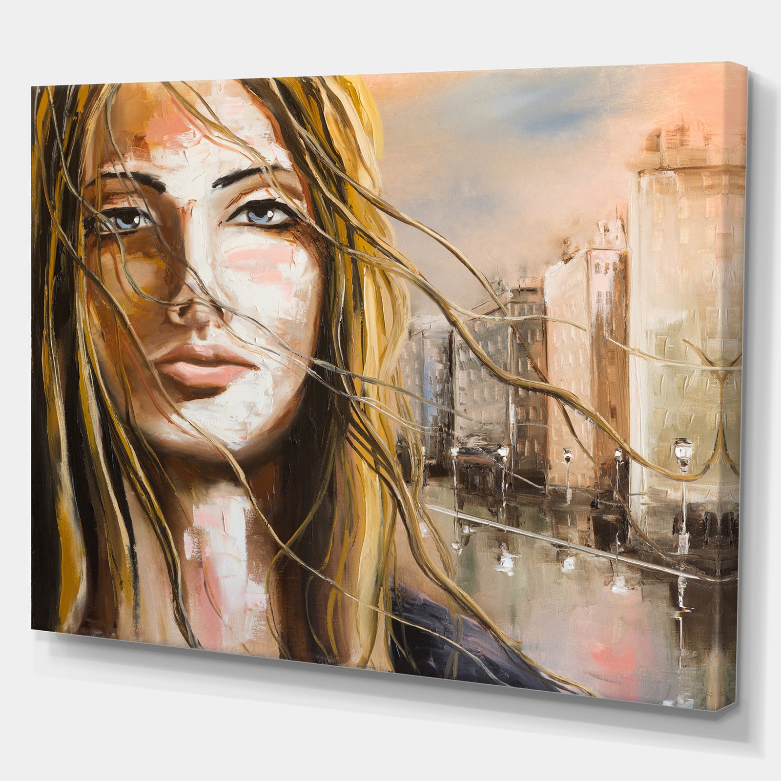Woman Portrait I Want it All - Glamour Painting Print on Wrapped Canvas