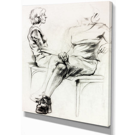 Woman sketch - Glamour Painting Print on Wrapped Canvas