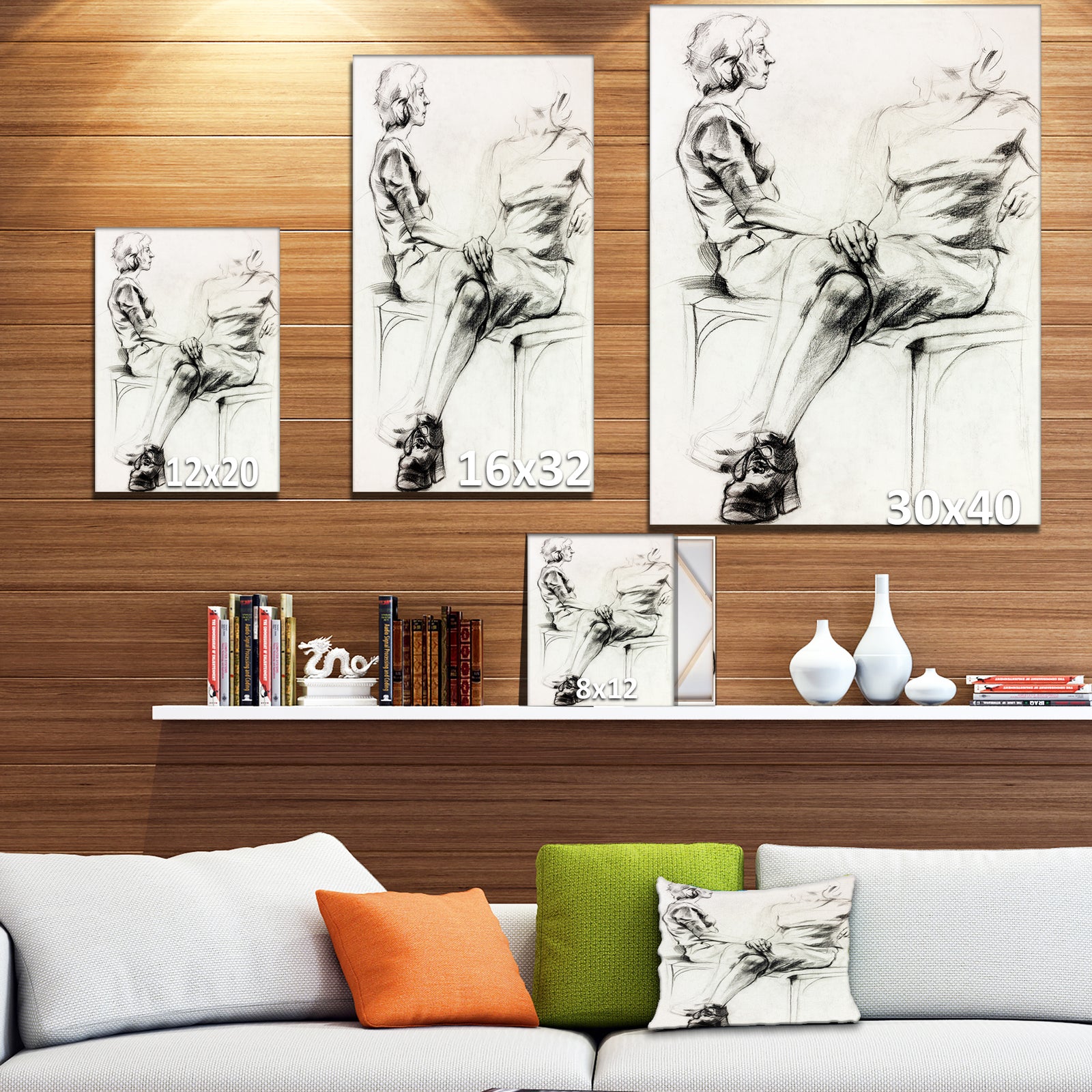 Woman sketch - Glamour Painting Print on Wrapped Canvas