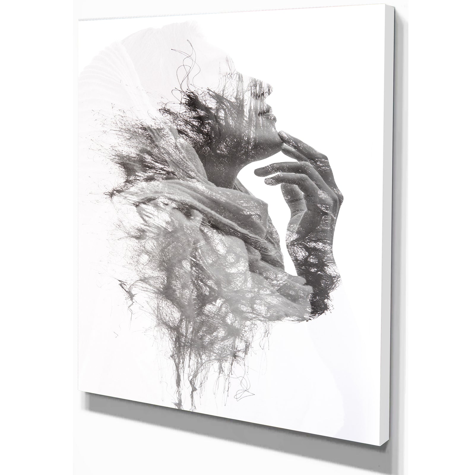Woman in scarf - Glamour Painting Print on Wrapped Canvas