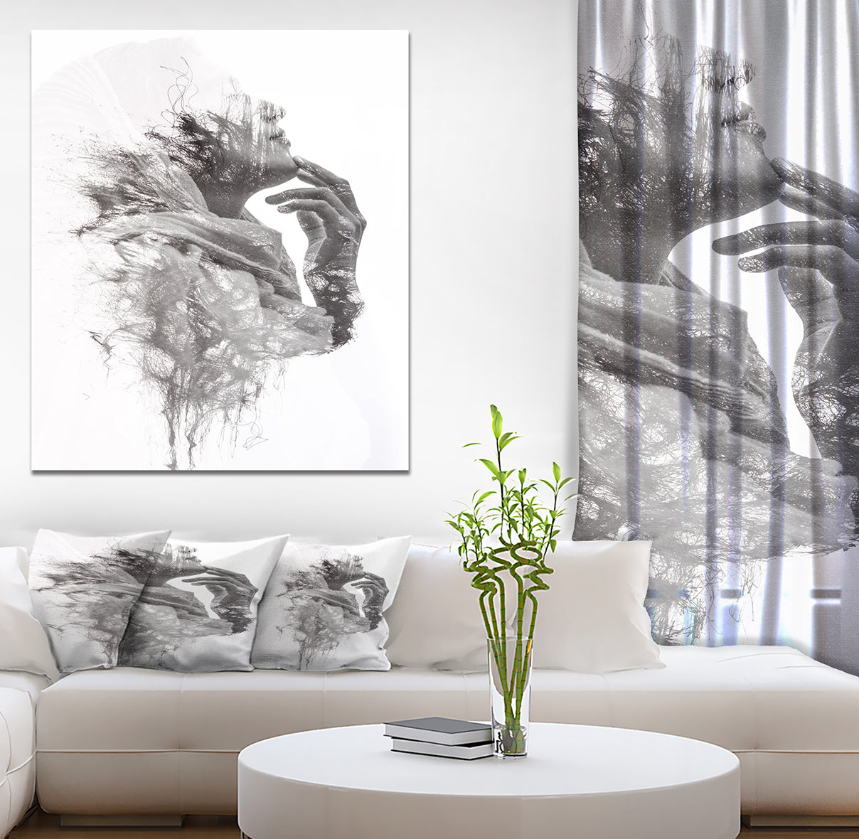 Woman in scarf - Glamour Painting Print on Wrapped Canvas