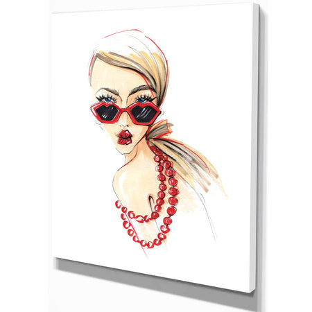 Beautiful girls send an air kiss - Glamour Painting Print on Wrapped Canvas
