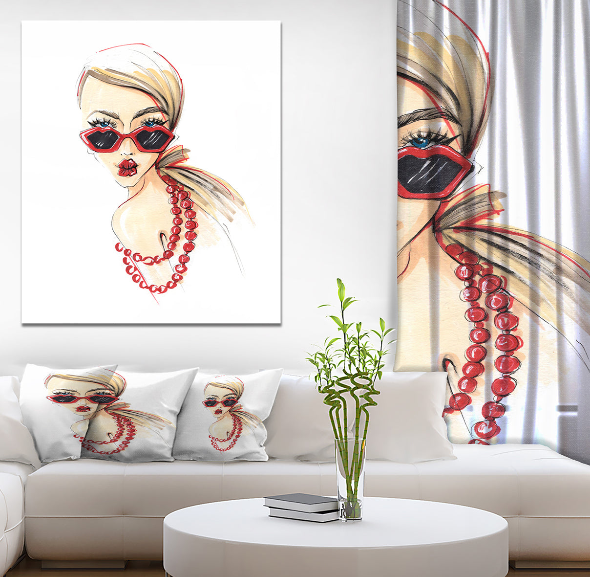 Beautiful girls send an air kiss - Glamour Painting Print on Wrapped Canvas