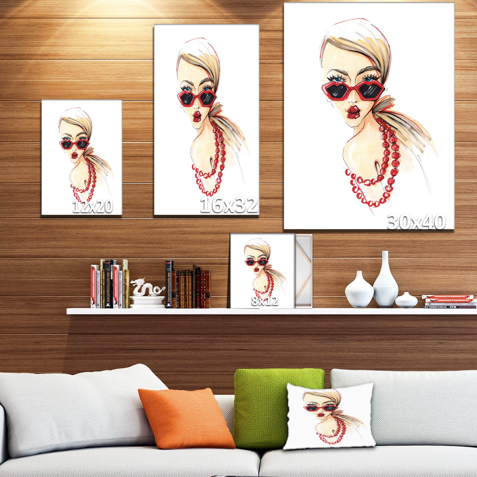 Beautiful girls send an air kiss - Glamour Painting Print on Wrapped Canvas