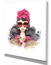 Portrait of Trendy Girl in Sunglasses - Glamour Painting Print on Wrapped Canvas