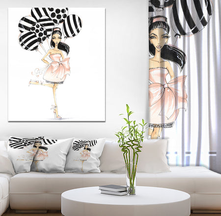 Girl with Baloons - Glamour Painting Print on Wrapped Canvas