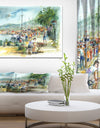 People in the harbor - Sea & Shore Painting Print on Wrapped Canvas