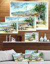 People in the harbor - Sea & Shore Painting Print on Wrapped Canvas