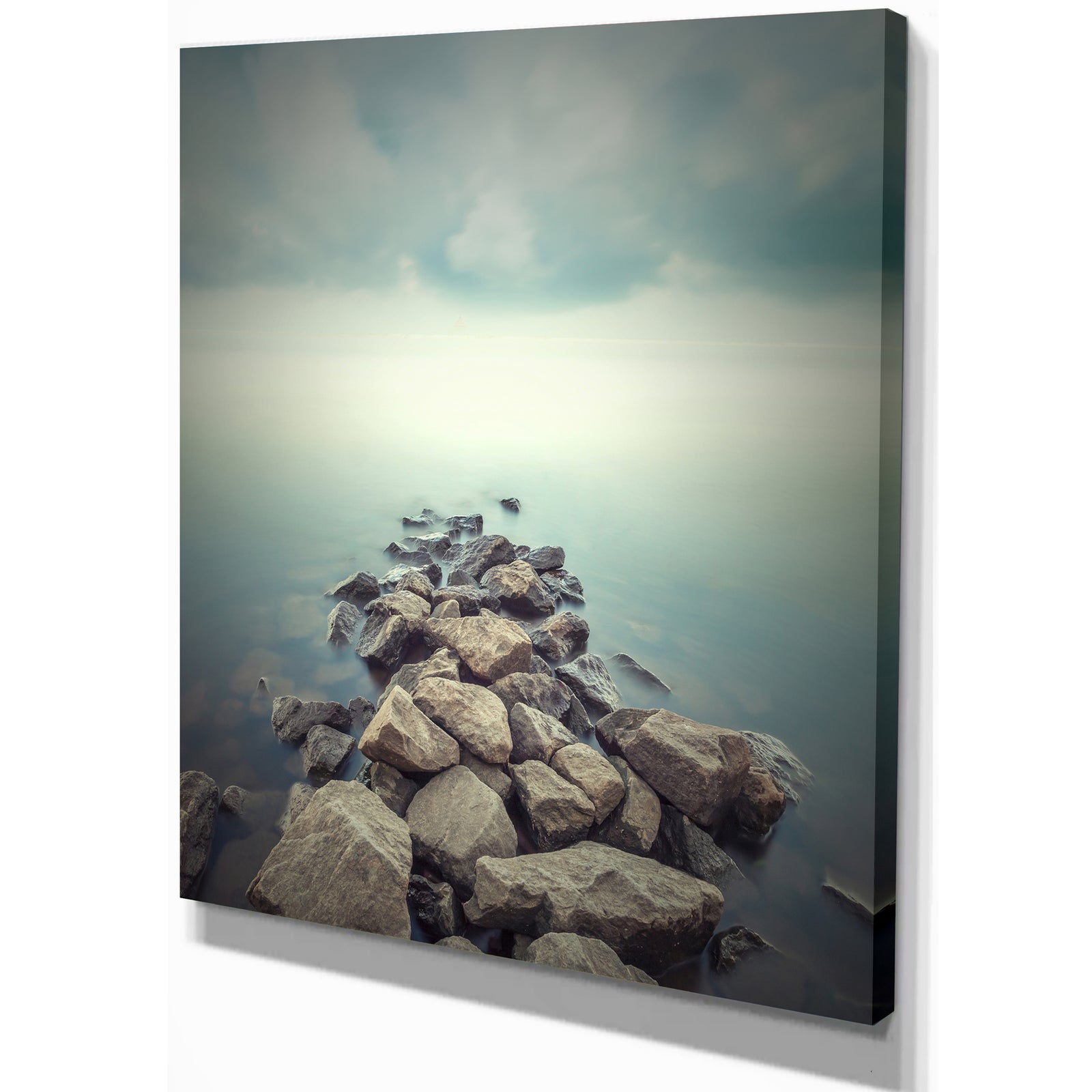 Rocks in Misty - Landscapes Sea & Shore Photographic on wrapped Canvas